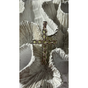 925 Sterling Silver Peridot Cross Pendant