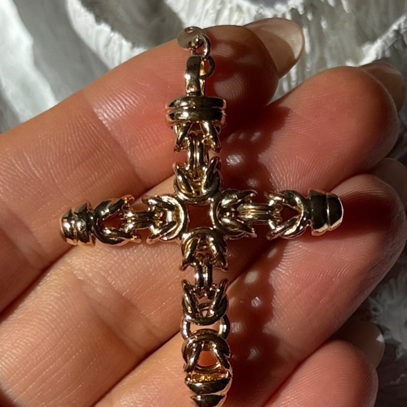 Italy 925 Sterling Silver Gold Plated Cross Pendant