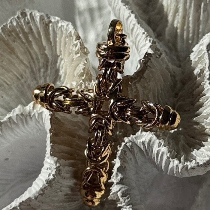 Italy 925 Sterling Silver Gold Plated Cross Pendant