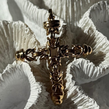 Italy 925 Sterling Silver Gold Plated Cross Pendant