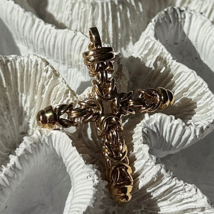 Italy 925 Sterling Silver Gold Plated Cross Pendant