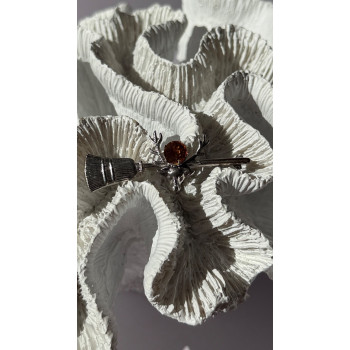 925 Sterling Silver Orange Citrine Deer Brooch