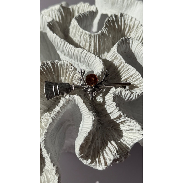 925 Sterling Silver Orange Citrine Deer Brooch