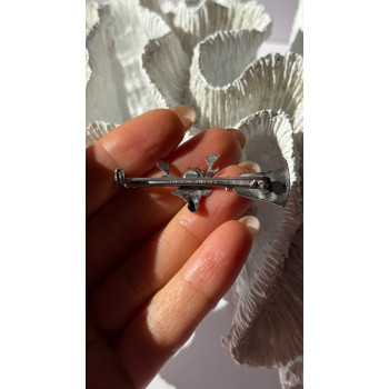 925 Sterling Silver Orange Citrine Deer Brooch