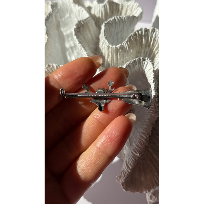 925 Sterling Silver Orange Citrine Deer Brooch