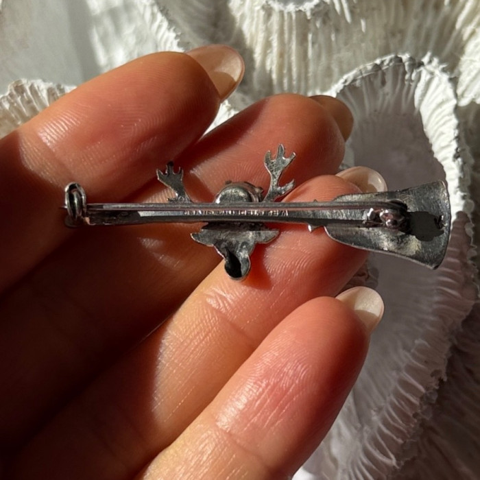 925 Sterling Silver Orange Citrine Deer Brooch