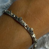 Vintage 925 Sterling Silver Heart Emerald & Marcasite Bracelet Length 7