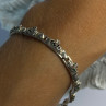 Vintage 925 Sterling Silver Heart Emerald & Marcasite Bracelet Length 7