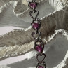 925 Sterling Silver Pink Sapphire Heart Bracelet Length 7.5