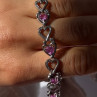 925 Sterling Silver Pink Sapphire Heart Bracelet Length 7.5