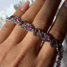 925 Sterling Silver Pink Sapphire Heart Bracelet Length 7.5