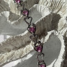 925 Sterling Silver Pink Sapphire Heart Bracelet Length 7.5
