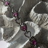 925 Sterling Silver Pink Sapphire Heart Bracelet Length 7.5