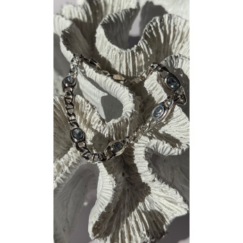 Beautiful 925 Sterling Silver Blue Topaz Bracelet Length 7.5