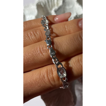 Beautiful 925 Sterling Silver Blue Topaz Bracelet Length 7.5