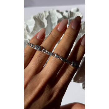 Beautiful 925 Sterling Silver Blue Topaz Bracelet Length 7.5