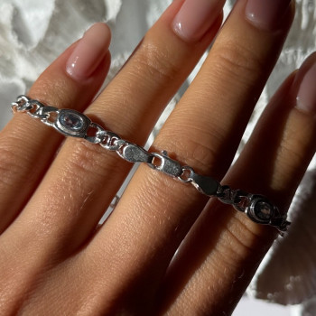 Beautiful 925 Sterling Silver Blue Topaz Bracelet Length 7.5