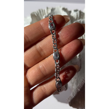 Beautiful 925 Sterling Silver Blue Topaz Bracelet Length 7.5