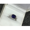 925 Sterling Silver Blue Topaz & CZ Ring Size 6.5