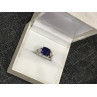 925 Sterling Silver Blue Topaz & CZ Ring Size 6.5