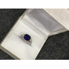 925 Sterling Silver Blue Topaz & CZ Ring Size 6.5