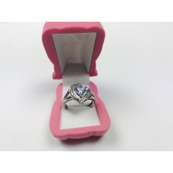 925 Sterling Silver Blue Spinel & Clear Quartz Ring Size 6.5