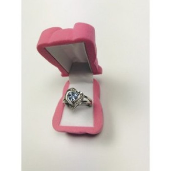 925 Sterling Silver Blue Spinel & Clear Quartz Ring Size 6.5