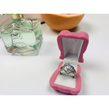 925 Sterling Silver Blue Spinel & Clear Quartz Ring Size 6.5