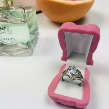 925 Sterling Silver Blue Spinel & Clear Quartz Ring Size 6.5