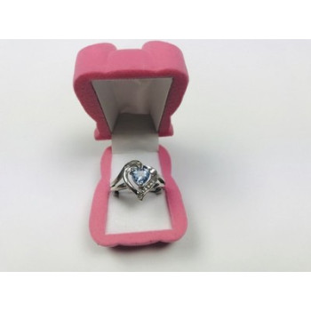 925 Sterling Silver Blue Spinel & Clear Quartz Ring Size 6.5