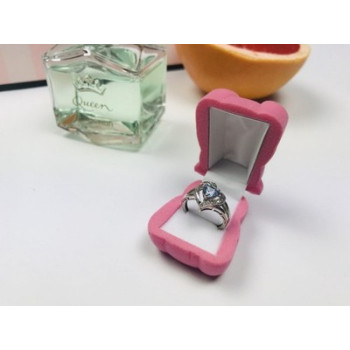 925 Sterling Silver Blue Spinel & Clear Quartz Ring Size 6.5