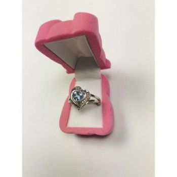 925 Sterling Silver Blue Spinel & Clear Quartz Ring Size 6.5