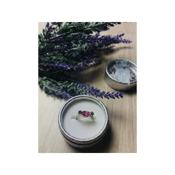 925 Sterling Silver Pink CZ & Black Spinel Ring Size 6.5