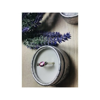 925 Sterling Silver Pink CZ & Black Spinel Ring Size 6.5