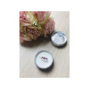 925 Sterling Silver Pink CZ & Black Spinel Ring Size 6.5