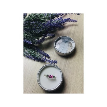 925 Sterling Silver Pink CZ & Black Spinel Ring Size 6.5