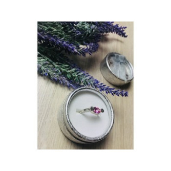 925 Sterling Silver Pink CZ & Black Spinel Ring Size 6.5