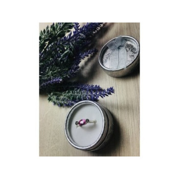 925 Sterling Silver Pink CZ & Black Spinel Ring Size 6.5