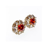 925 Sterling Silver Hessonite & CZ Stud Earrings