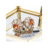 925 Sterling Silver Hessonite & CZ Stud Earrings
