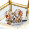 925 Sterling Silver Hessonite & CZ Stud Earrings