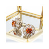 925 Sterling Silver Hessonite & CZ Stud Earrings