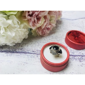 925 Sterling Silver Black Jade & Marcasites Ring Size 6.5