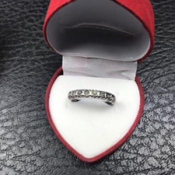 925 Sterling Silver Green CZ Ring Size 6.5