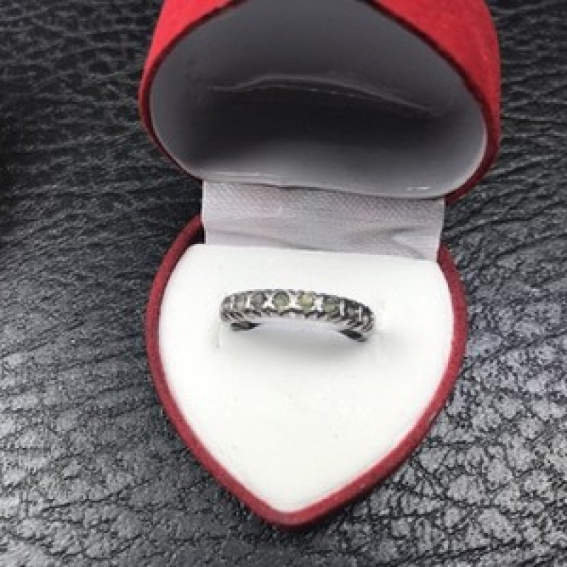 925 Sterling Silver Green CZ Ring Size 6.5