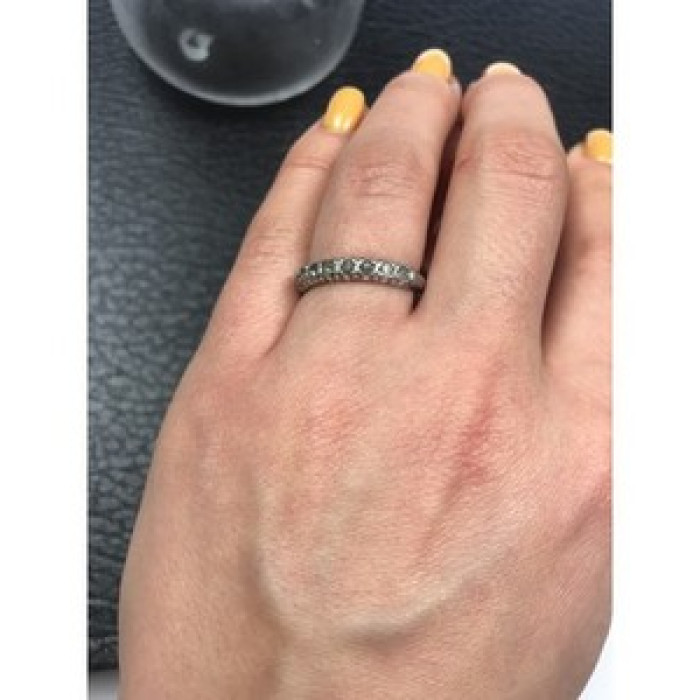 925 Sterling Silver Green CZ Ring Size 6.5