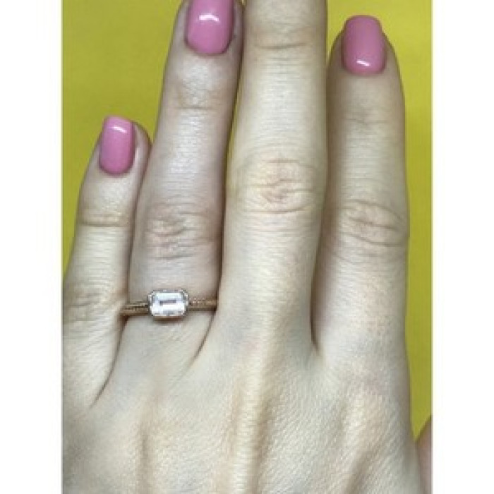 925 Sterling Silver Rose Gold Plated CZ Ring Size 6.5