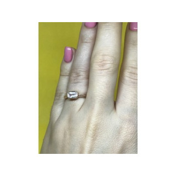 925 Sterling Silver Rose Gold Plated CZ Ring Size 6.5