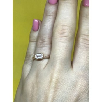 925 Sterling Silver Rose Gold Plated CZ Ring Size 6.5