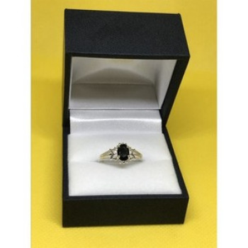 925 Sterling Silver Black Spinel Ring Size 7